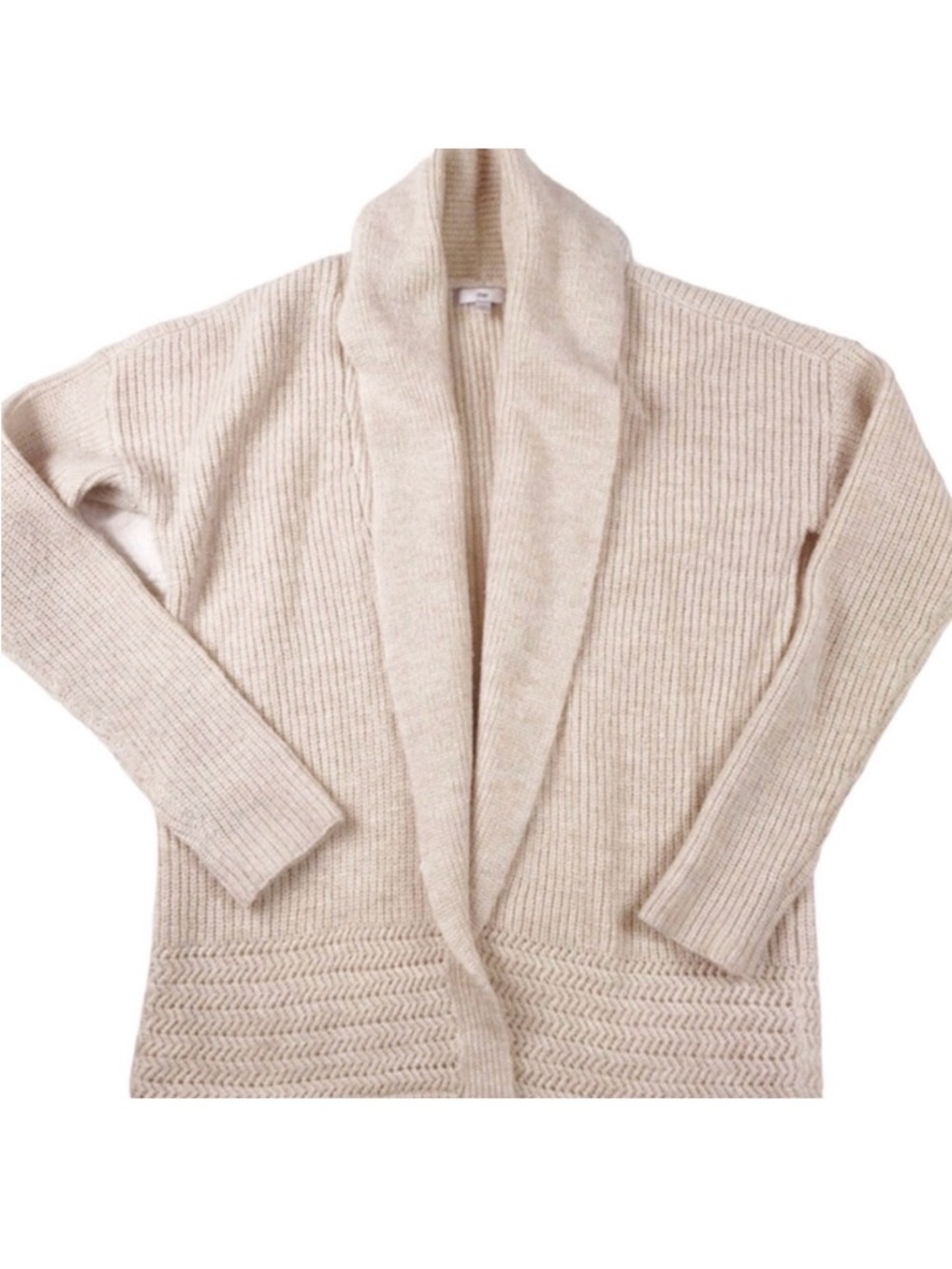 Gap Creamy Pale Pink Tweed Shawl Collar Cardigan, Size Small